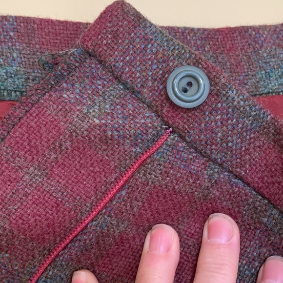 Morplan | 100% Wool Green Red Tartan Plaid Side Zip Vintage Skirt 12.5” W 30” L - Picture 11 of 16
